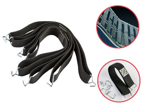 Elastic webbing with hooks for chaise longue with standard measures